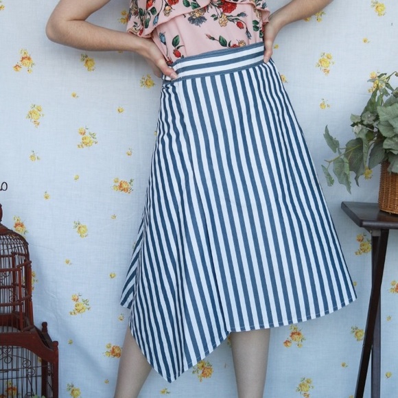 Anthropologie Dresses & Skirts - NWT Anthropologie Maeve assymetrical striped summer midi skirt